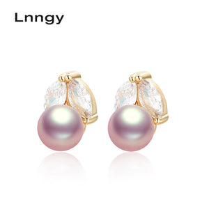 14K Filled Stud Earrings Natural Freshwater Pearl Insect Stud Earrings Women
