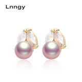 14K Filled Stud Earrings Natural Freshwater Pearl Insect Stud Earrings Women