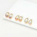 14K Plate Earring Stud 6-6.5mm Natural Cultured Freshwater Pearls for Women