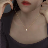 925 Silver Chain Necklace with Moissanite Four-leaf Flower Pendant