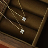 925 Silver Chain Necklace with Moissanite Four-leaf Flower Pendant