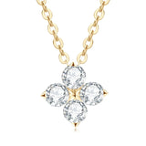 925 Silver Chain Necklace with Moissanite Four-leaf Flower Pendant