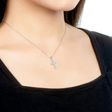 Opal Cross Pendant Necklace in Sterling Silver Marquise Cut Gemstone
