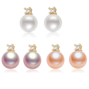 14K Filled Pearl Stud Earrings 8.5-9mm Freshwater Pearl