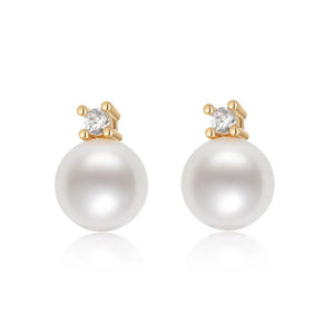 14K Filled Pearl Stud Earrings 8.5-9mm Freshwater Pearl