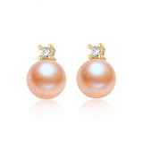 14K Filled Pearl Stud Earrings 8.5-9mm Freshwater Pearl