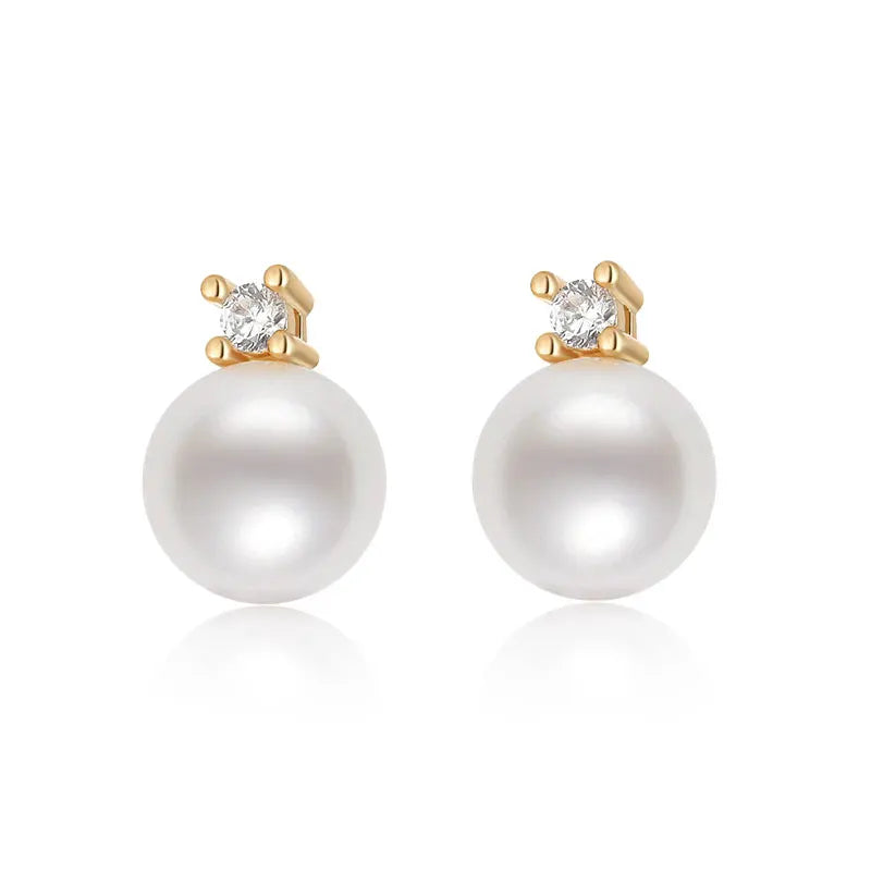 14K Filled Pearl Stud Earrings 8.5-9mm Freshwater Pearl