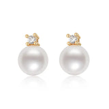 14K Filled Pearl Stud Earrings 8.5-9mm Freshwater Pearl