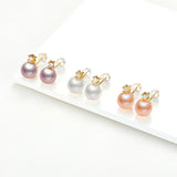 14K Filled Pearl Stud Earrings 8.5-9mm Freshwater Pearl