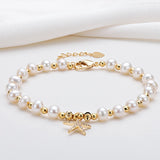 Starfish Charm Bracelet 14K Filled Pearls Strand Jewelry