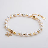 Starfish Charm Bracelet 14K Filled Pearls Strand Jewelry