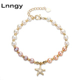 Starfish Pearl Bracelet 14K Filled 5-6mm Freshwater Pearl Birthday Jewelry