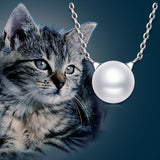 Sterling Silver Cat Pendant Necklace with Freshwater Pearl