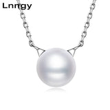 Sterling Silver Cat Pendant Necklace with Freshwater Pearl