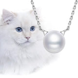 Sterling Silver Cat Pendant Necklace with Freshwater Pearl