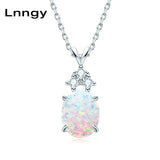 Vintage Opal Birthstone Pendant Necklace 925 Sterling Silver Synthetic