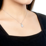 Vintage Opal Birthstone Pendant Necklace 925 Sterling Silver Synthetic