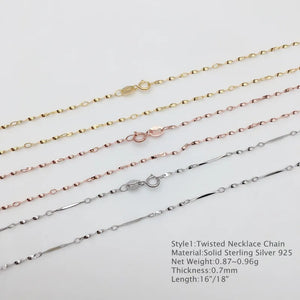 925 Silver Water-wave Chain Necklace Gold/Ros