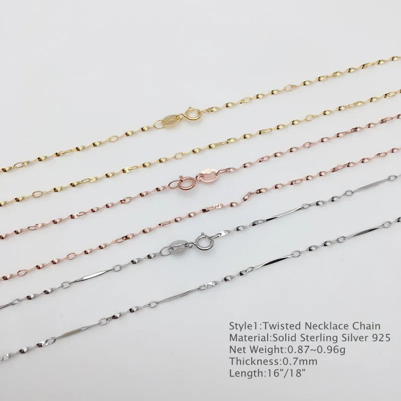 925 Silver Water-wave Chain Necklace Gold/Ros