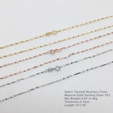 925 Silver Water-wave Chain Necklace Gold/Ros