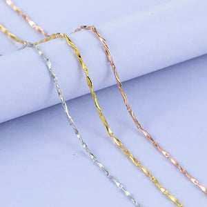 S925 Sterling Silver Water Wave Necklace 40cm+5cm Chain for Women