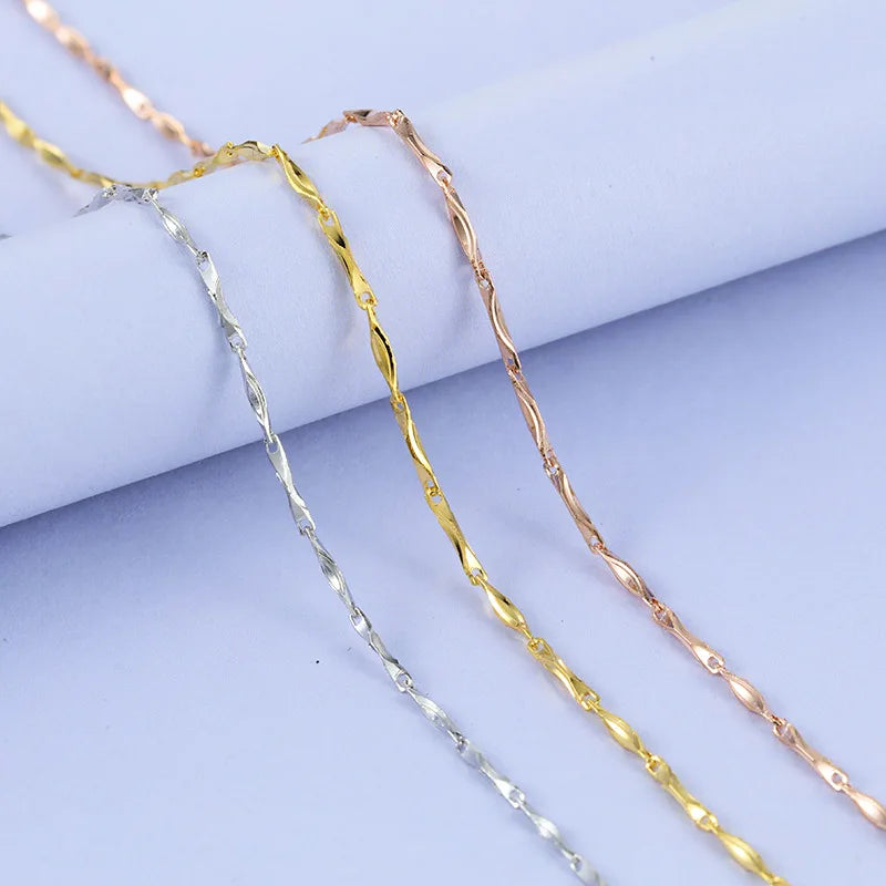 S925 Sterling Silver Water Wave Necklace 40cm+5cm Chain for Women