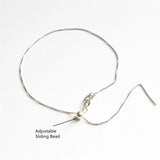 925 Silver Slide Adjustable Box Chain Anklet 18/23cm For Women