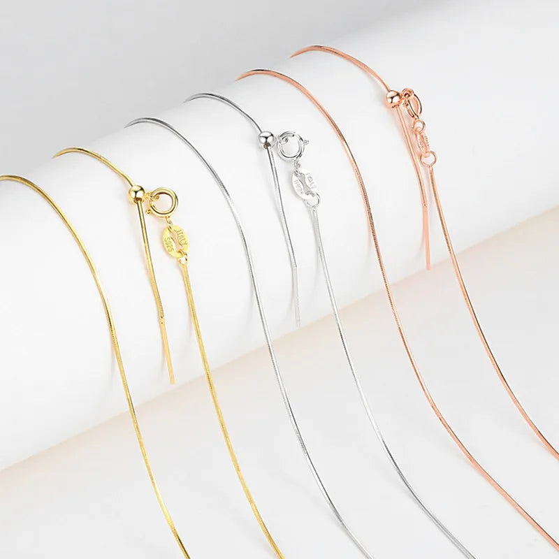 925 Silver Adjustable Snake Chain Necklace for Women