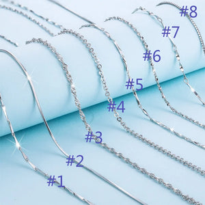 Silver 925 Box/Water-Wave Chain Necklace for Women 40/45cm
