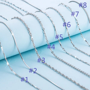 Silver 925 Box/Water-Wave Chain Necklace for Women 40/45cm