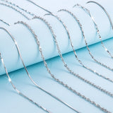 Silver 925 Box/Water-Wave Chain Necklace for Women 40/45cm
