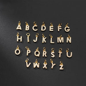 925 Sterling Silver Tiny CZ Alphabet Charms A~Z Letters for Bracelet Pendant