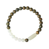 Red & Green Sandalwood 6mm Bracelet, Single Ring Hotan Jade, Wooden Jewelry