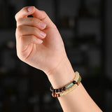 Red & Green Sandalwood 6mm Bracelet, Single Ring Hotan Jade, Wooden Jewelry