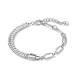 Lock Shaped Zircon Inlaid Bracelet Women'S Stainless Steel Chain Bracelet