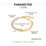 Lock Shaped Zircon Inlaid Bracelet Women'S Stainless Steel Chain Bracelet