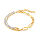 Lock Shaped Zircon Inlaid Bracelet Women'S Stainless Steel Chain Bracelet