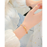 Lock Shaped Zircon Inlaid Bracelet Women'S Stainless Steel Chain Bracelet