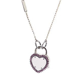 925 Silver Heart Choker Necklace Pink CZ Chains