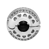 Heart Clip Bead for Charm Bracelet & Choker, Sterling Silver Jewelry Beads