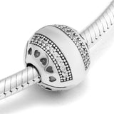 Logo Hearts Clip Clear CZ 925 Sterling Silver Jewelry