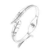 18K Plated Leaves Charm Bangles for Women Titanium Stainless Steel Party Jewelry