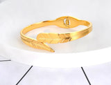 18K Plated Leaves Charm Bangles for Women Titanium Stainless Steel Party Jewelry