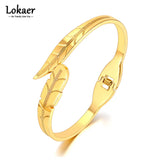 18K Plated Leaves Charm Bangles for Women Titanium Stainless Steel Party Jewelry