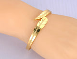 18K Plated Leaves Charm Bangles for Women Titanium Stainless Steel Party Jewelry