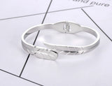 18K Plated Leaves Charm Bangles for Women Titanium Stainless Steel Party Jewelry