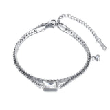 18K Plated Double Layer Stainless Steel CZ Crystal Charm Bracelet