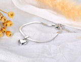 Heart Charm Bracelet 18K Plated Stainless Steel Snake Chain Jewelry