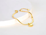 Heart Charm Bracelet 18K Plated Stainless Steel Snake Chain Jewelry