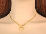 18K Plated Heart Charm Pendant Necklace Stainless Steel Wedding Jewelry